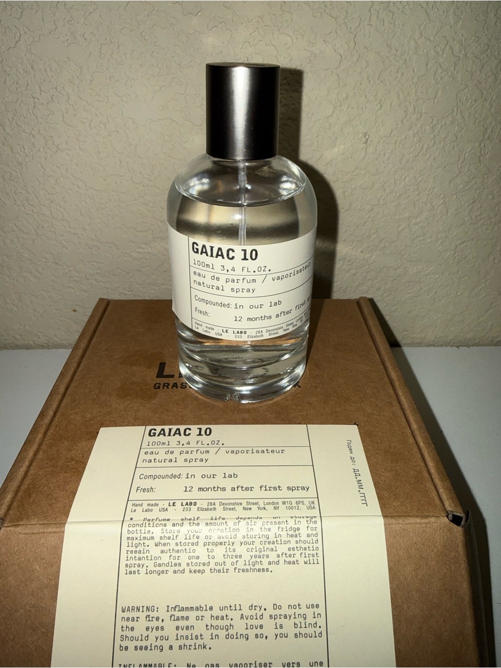 Le Labo Clear Glass Gaiac 10 Body Oil Bottle with Silver Cap